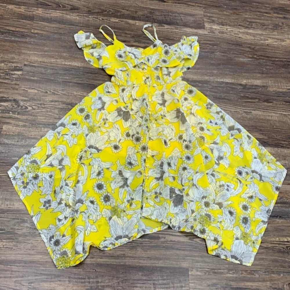 Japna XS Yellow Foral, cold shoulder dress